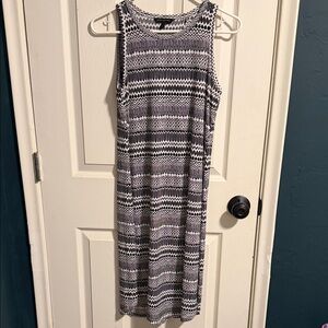 Banana Republic Black and White Patterned Midi Dress